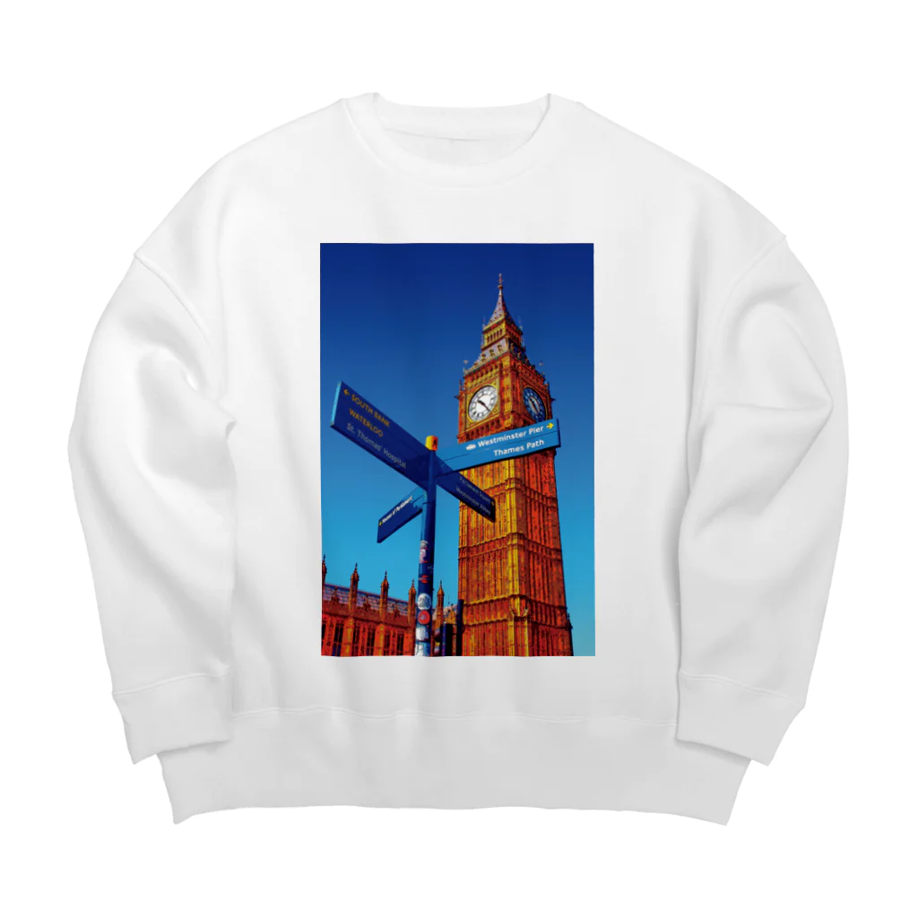 GALLERY misutawoのイギリス ビッグ・ベンと案内板 Big Crew Neck Sweatshirt