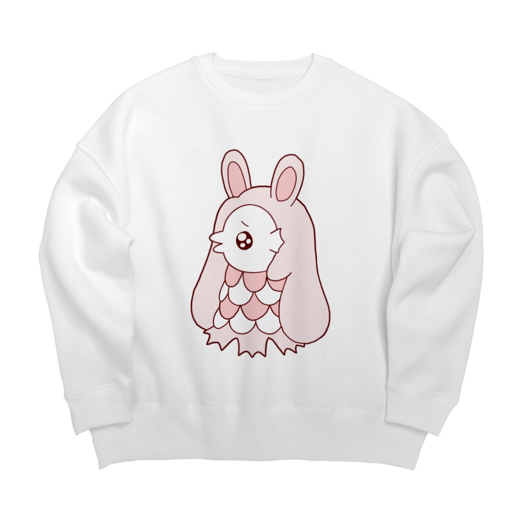 かわいいもののおみせ　いそぎんちゃくのぴえんうさ耳アマビエ　文字なし Big Crew Neck Sweatshirt