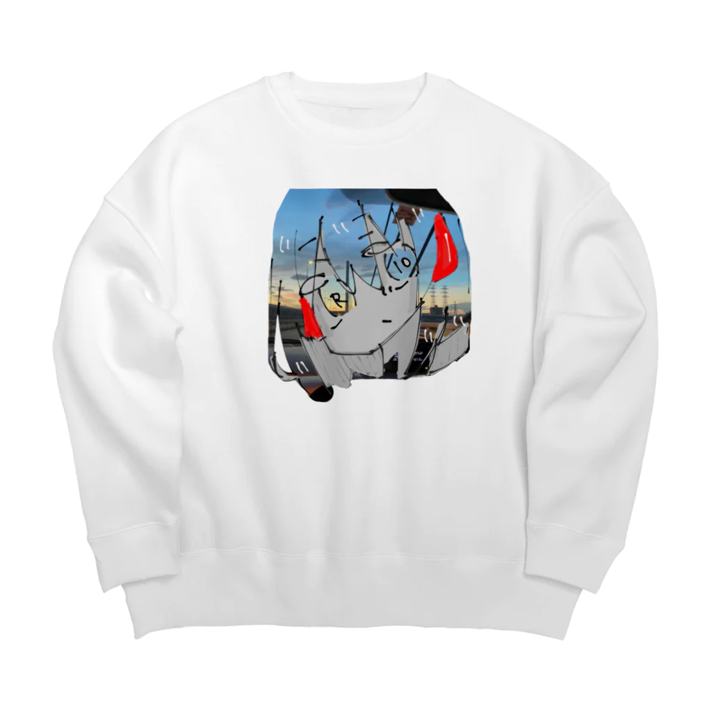 R10の売店の朝焼け空とR10ちゃん Big Crew Neck Sweatshirt