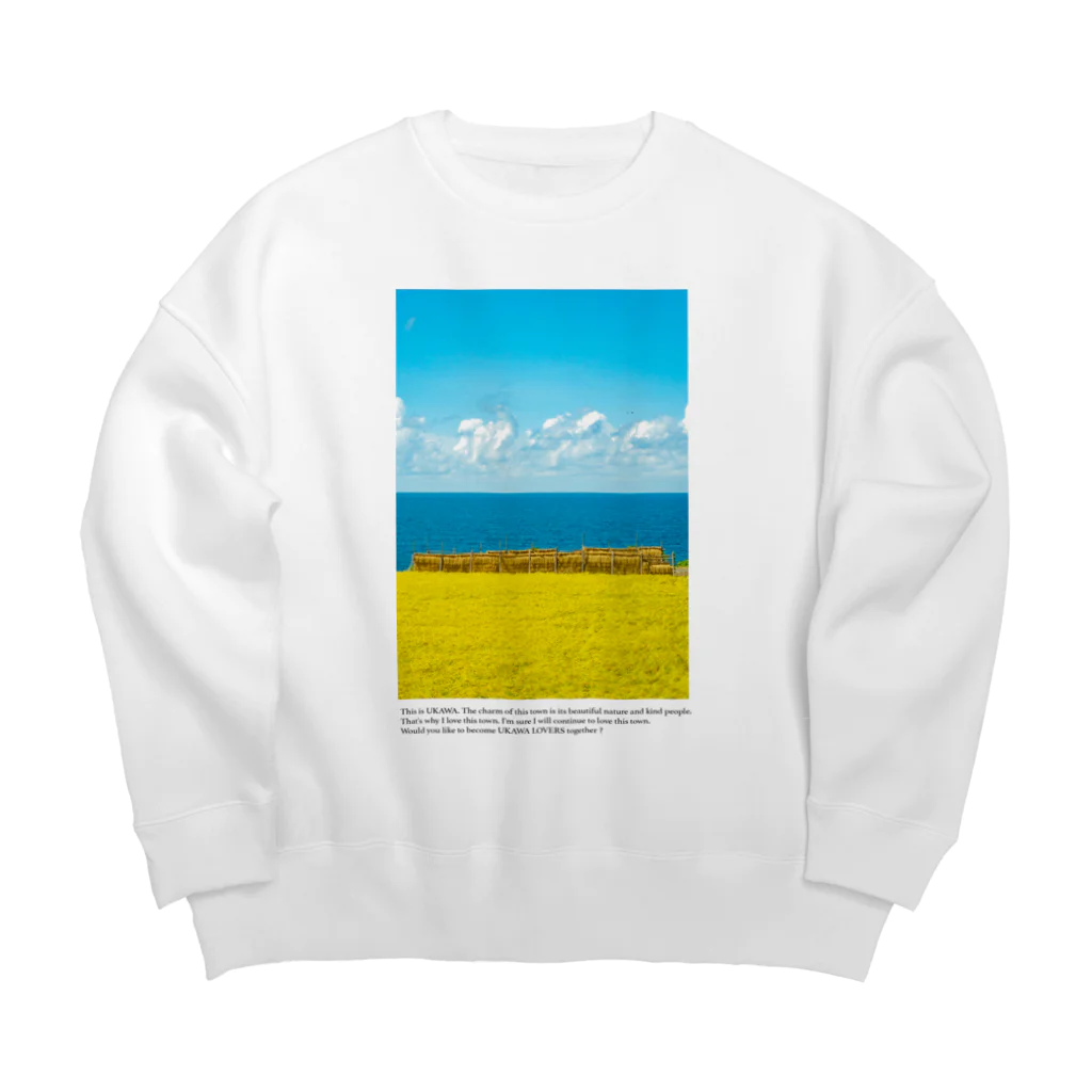 UKAWA LOVERSの青い海と黄金の棚田 Big Crew Neck Sweatshirt