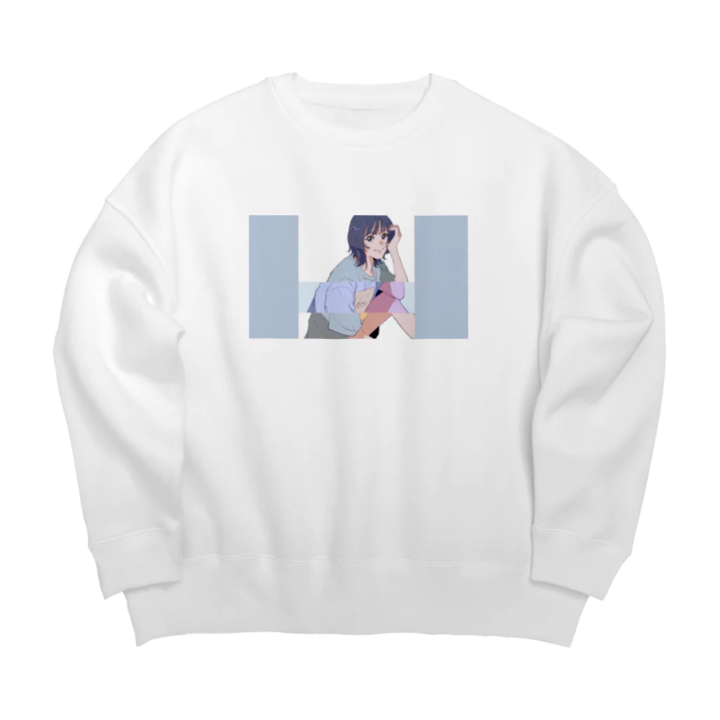 くすのきさんのウルフカットの女の子🐺 Big Crew Neck Sweatshirt