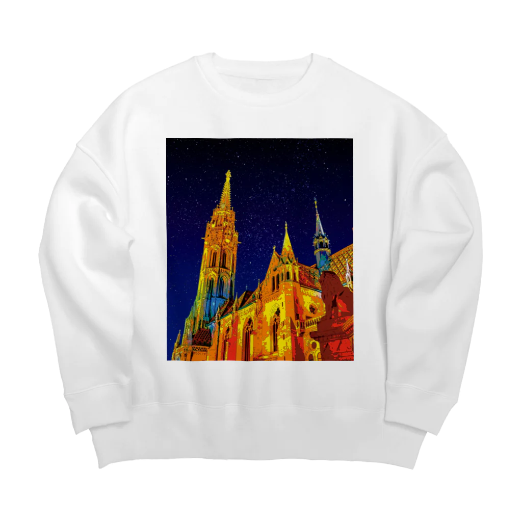 GALLERY misutawoのハンガリー 夜のマーチャーシュ聖堂 Big Crew Neck Sweatshirt