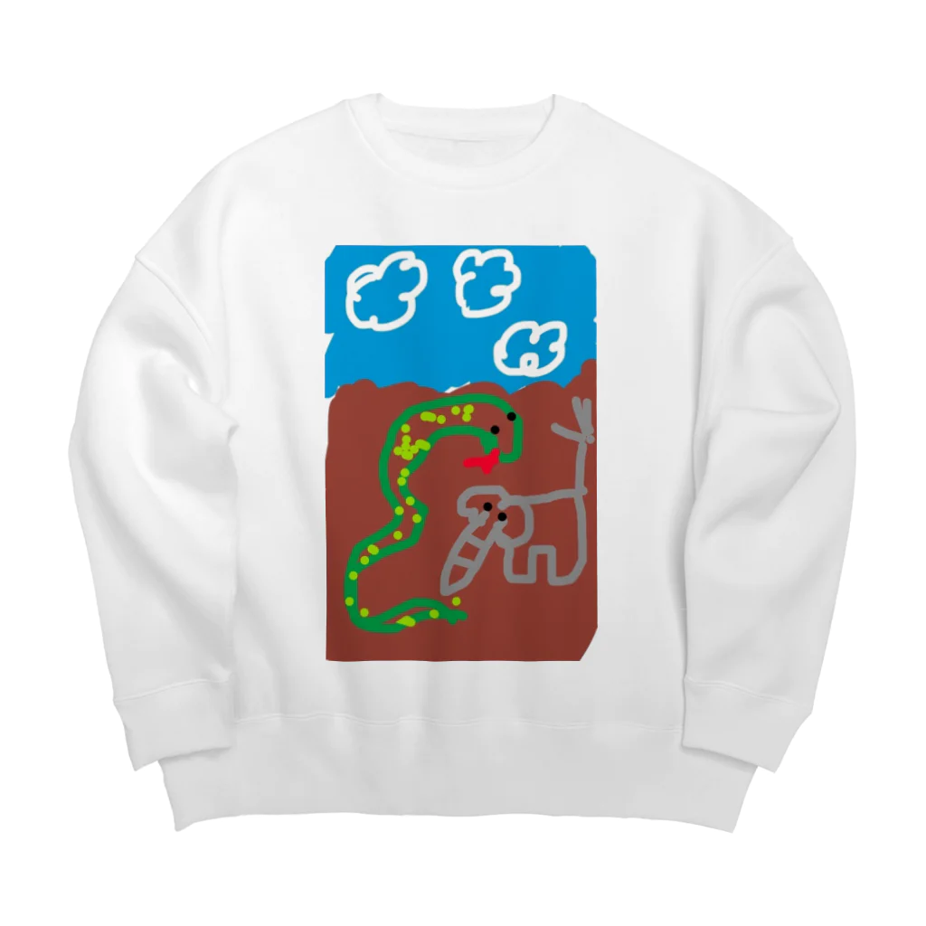 むーショップのべびとぞうのお天気散歩 Big Crew Neck Sweatshirt