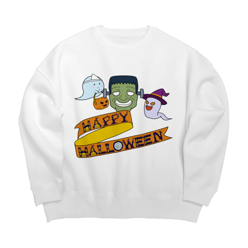 雪丸工房のフランケンシュタインとゴーストの『ハッピーハロウィン！！』 Big Crew Neck Sweatshirt