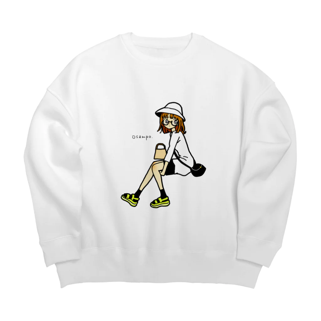 ほうじちゃまるの休日の女のコ。 Big Crew Neck Sweatshirt