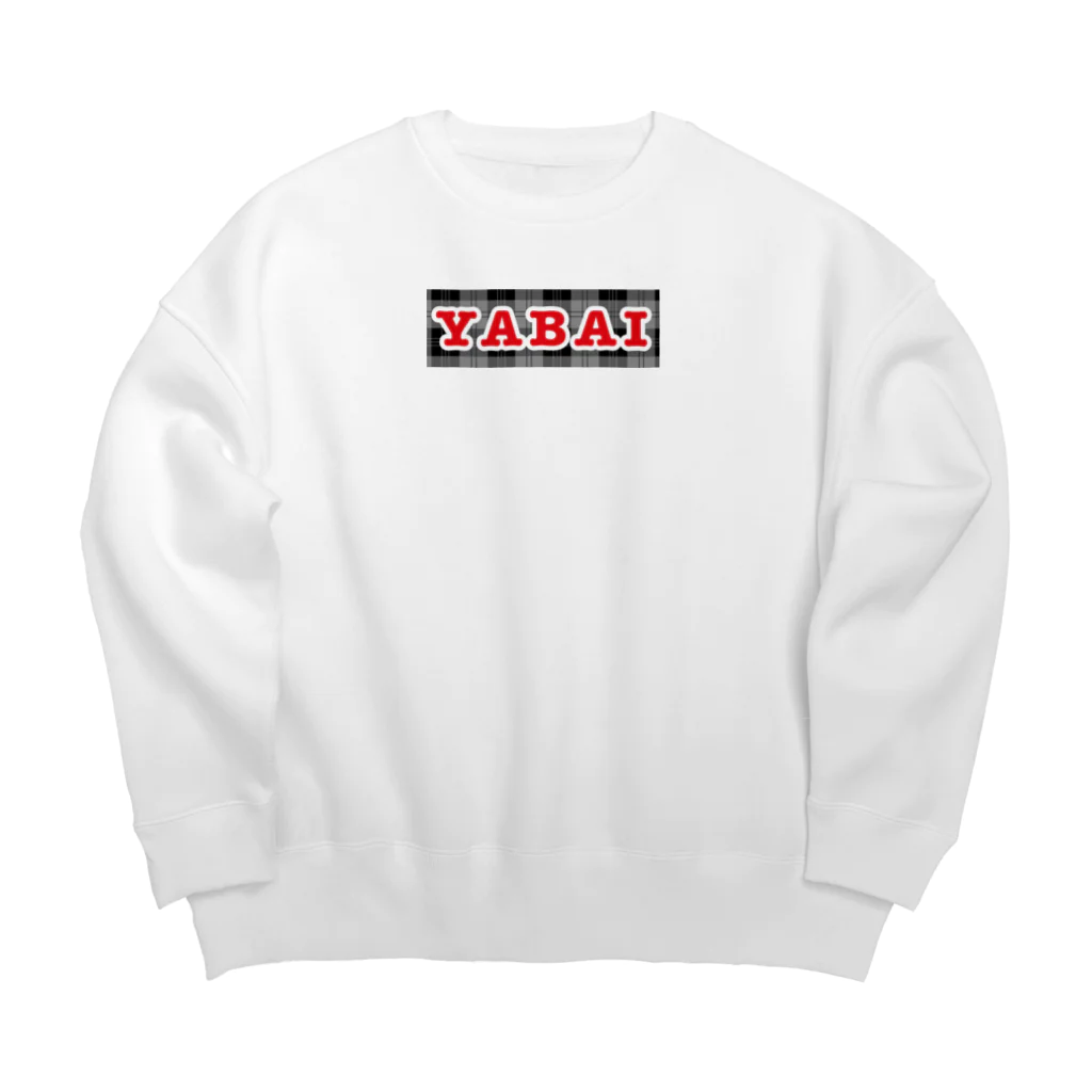 BurankoのBuranko　ボックスロゴ　チェック柄　YABAI  Big Crew Neck Sweatshirt