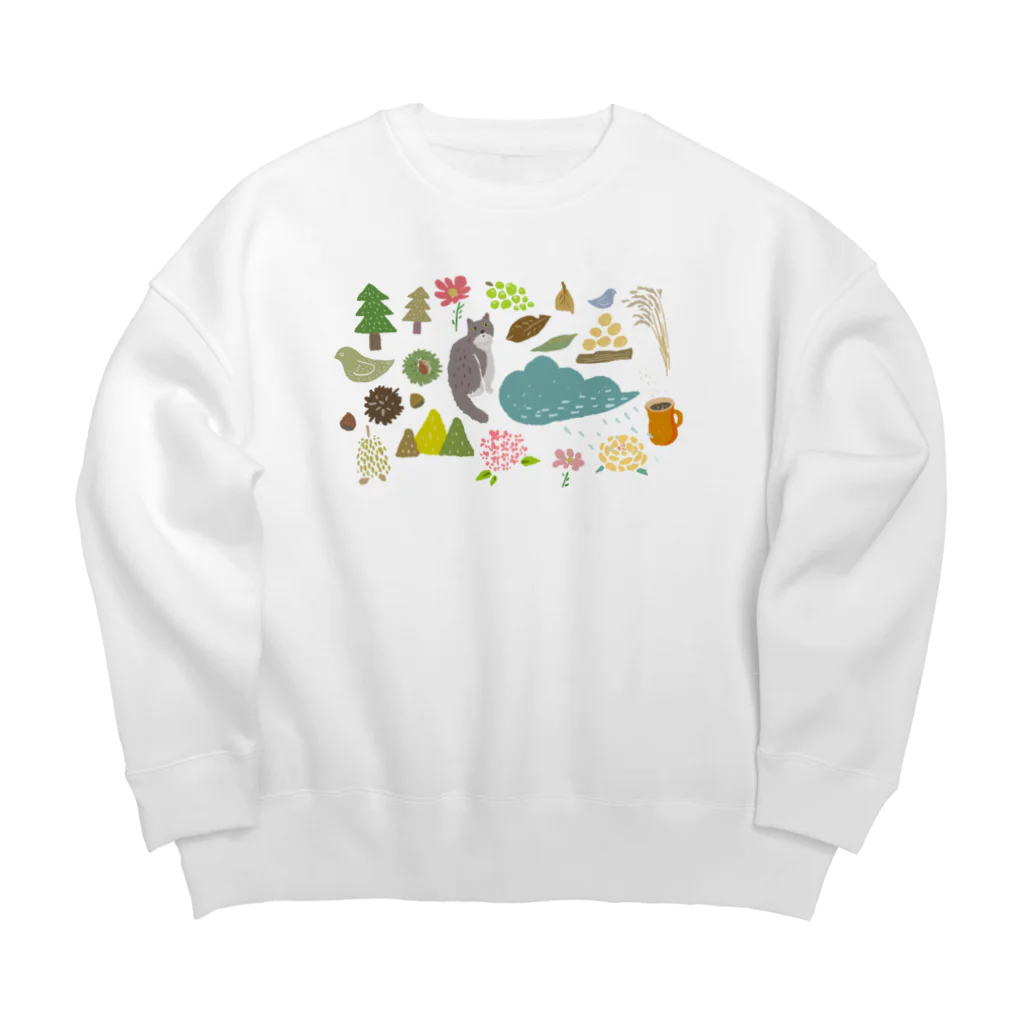 nekotomoの秋 Big Crew Neck Sweatshirt