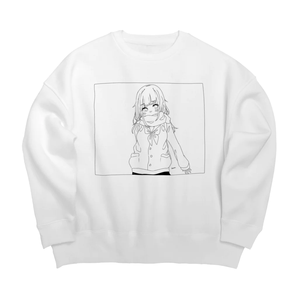 はんめおりじなるの寒いから手繋ごうよ(ブラック Big Crew Neck Sweatshirt