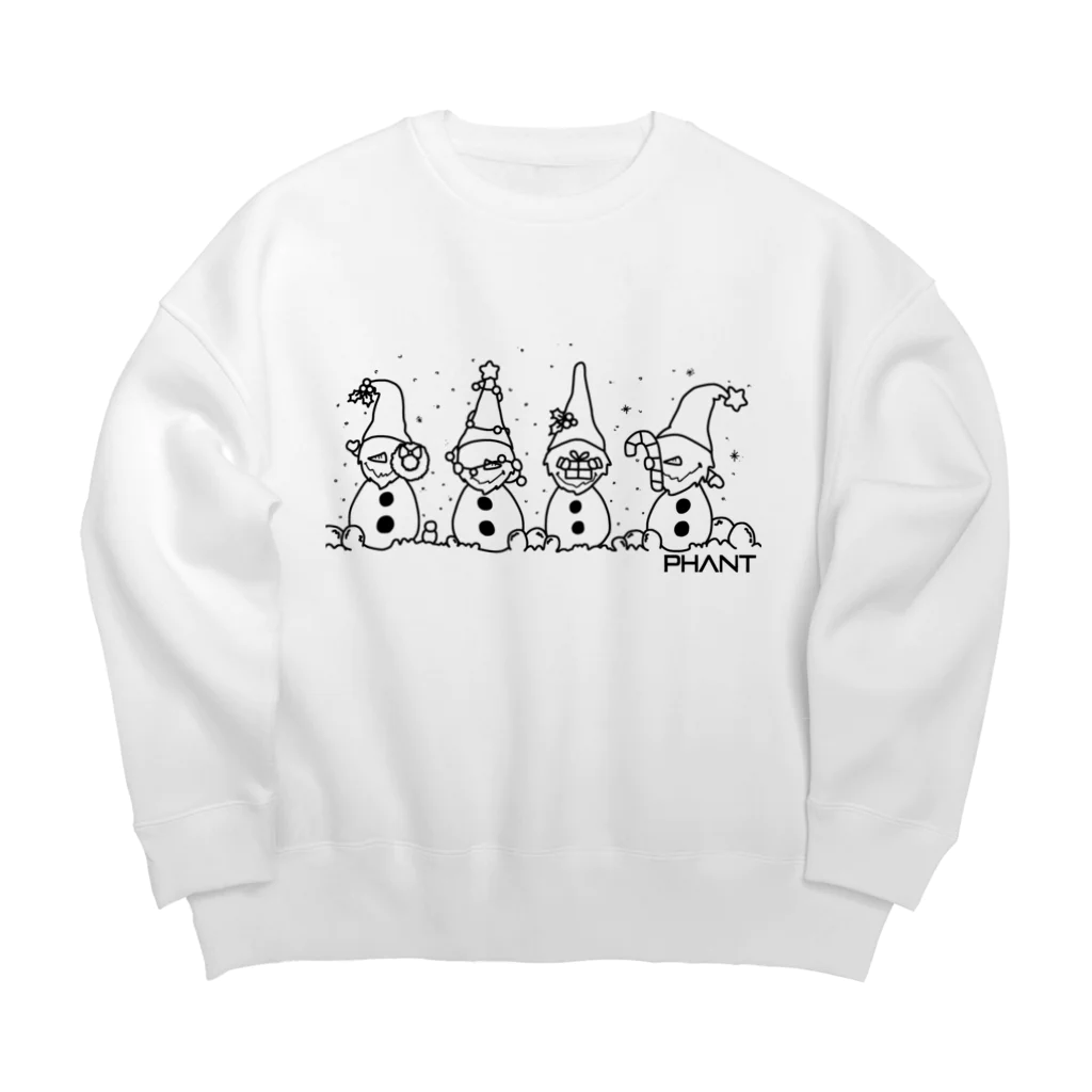 PHANT-ﾌｧﾝﾄ-の雪だるま/黒 Big Crew Neck Sweatshirt