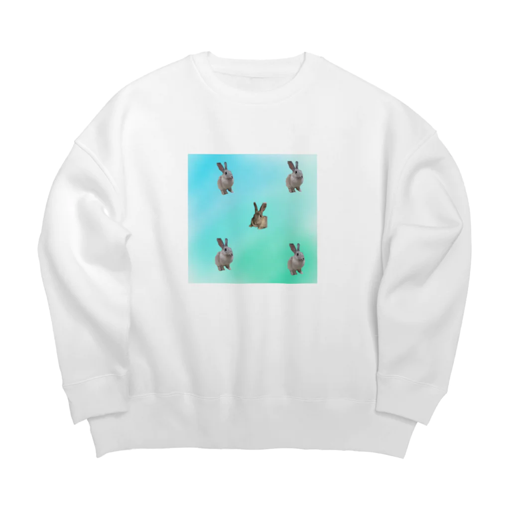 ふてくされうさぎ善のうさぎの善 Big Crew Neck Sweatshirt