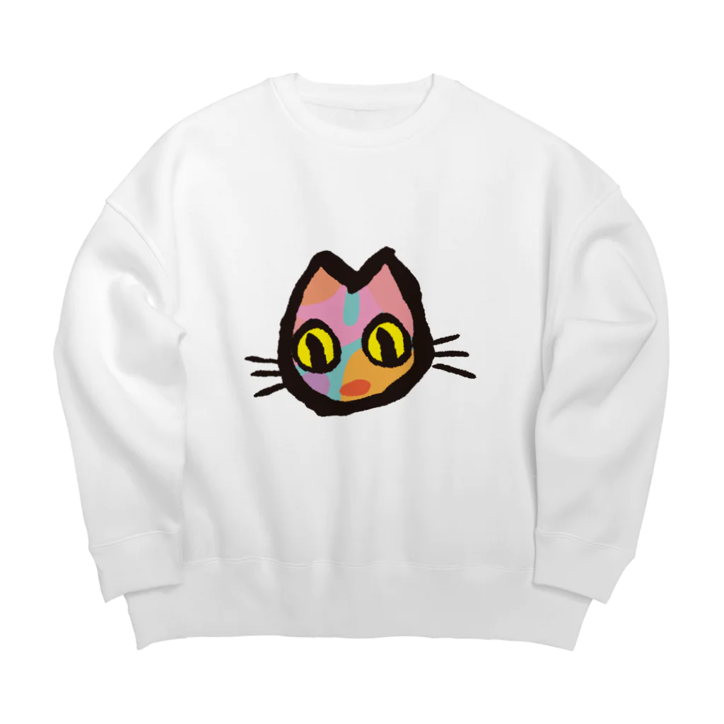 まみおデザインのカラフルニャンコ Big Crew Neck Sweatshirt