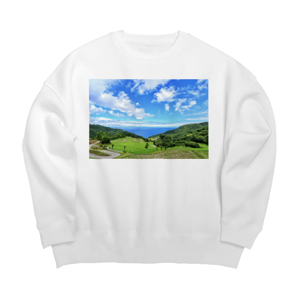 ねこまくらの佐渡島・岩首昇竜棚田 Big Crew Neck Sweatshirt