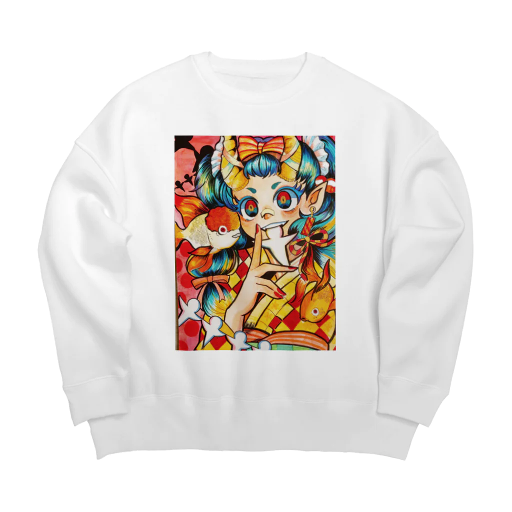 たつまきの青鬼ちゃんと式神金魚 Big Crew Neck Sweatshirt