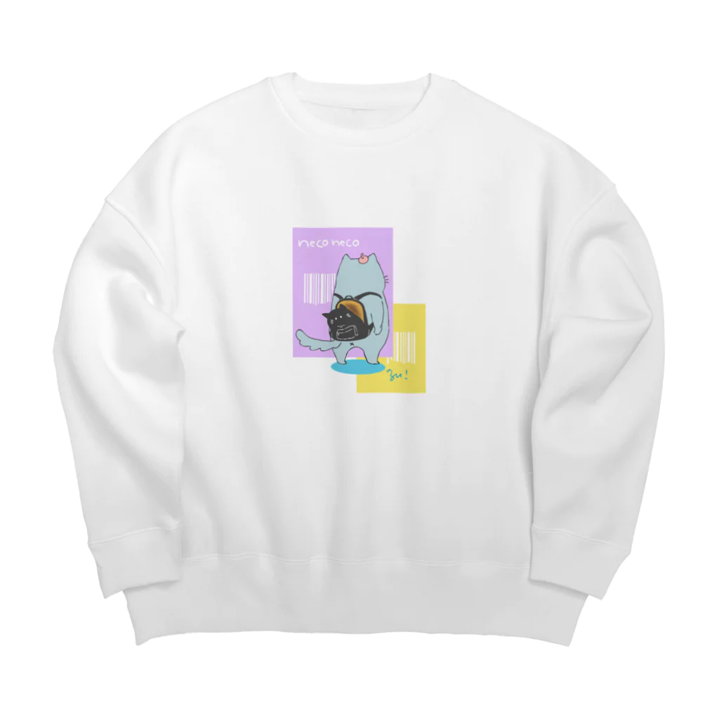 ず！猫の隠れ家🏠のお客様、開いてますよ Big Crew Neck Sweatshirt