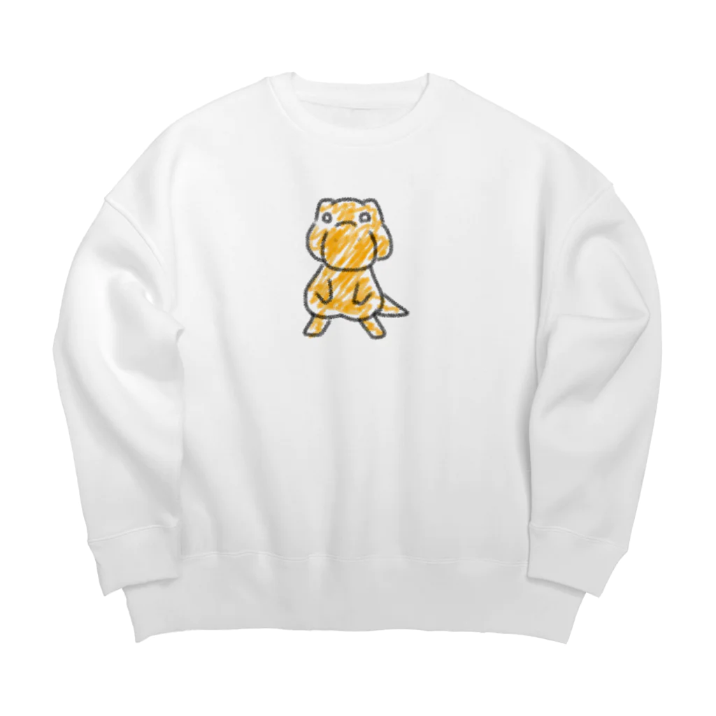 ゆるも鹿々堂の落書き風恐竜 Big Crew Neck Sweatshirt