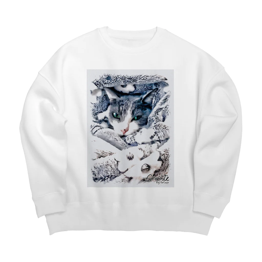 次郎 🐾☊の我が家の猫 ゆうたのイケ猫服 Big Crew Neck Sweatshirt