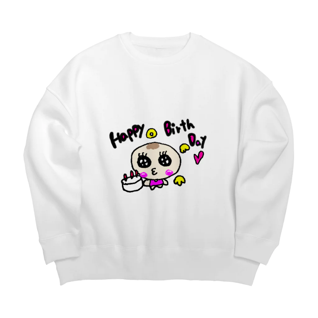 Yu-yuのゆるかわベビーの天使ちゃんハッピーバースデーVersion Big Crew Neck Sweatshirt