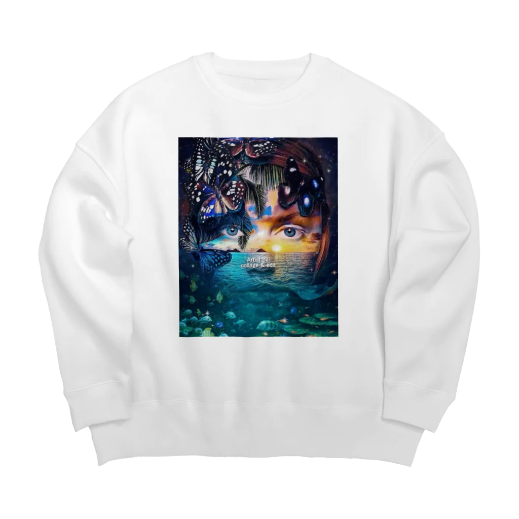 【ホラー専門店】ジルショップの(サイズをリメイク)海中フェイスアート Big Crew Neck Sweatshirt