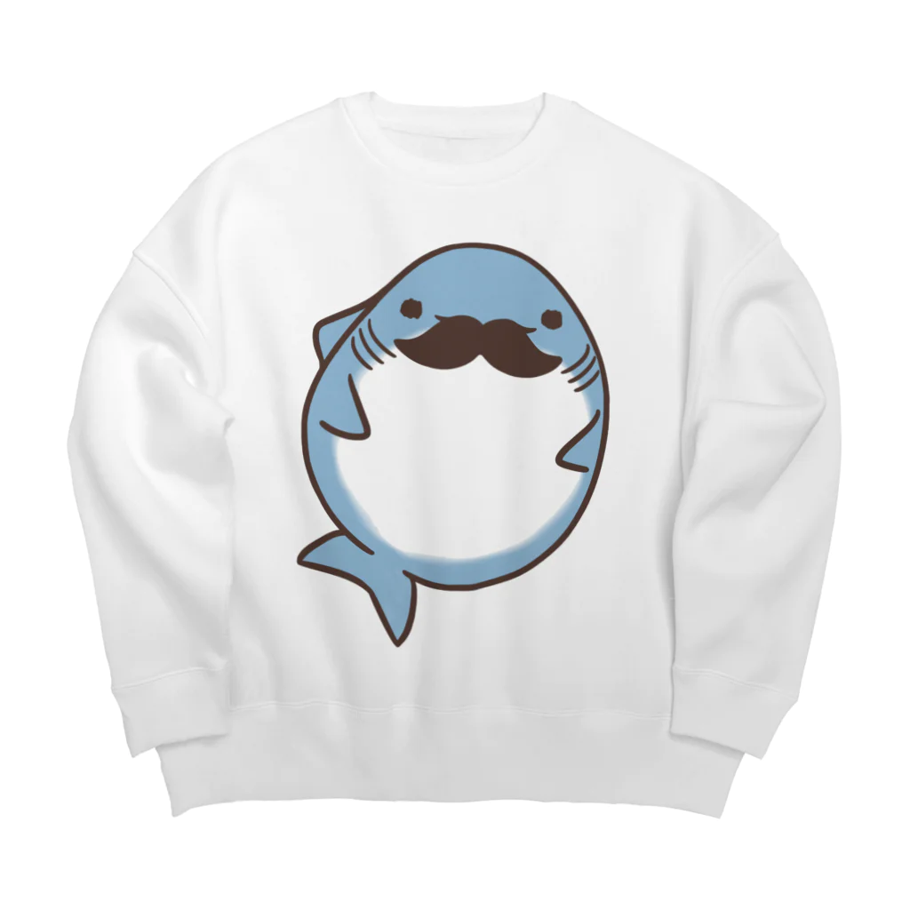 鮫処 祭のぽっちゃり ちょび髭鮫 Big Crew Neck Sweatshirt