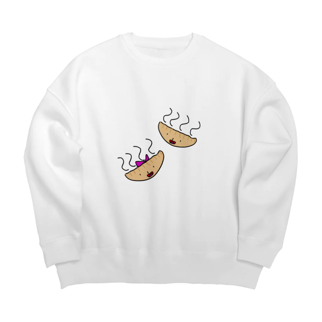 love and peace のぎょうざくんぎょうざちゃん Big Crew Neck Sweatshirt