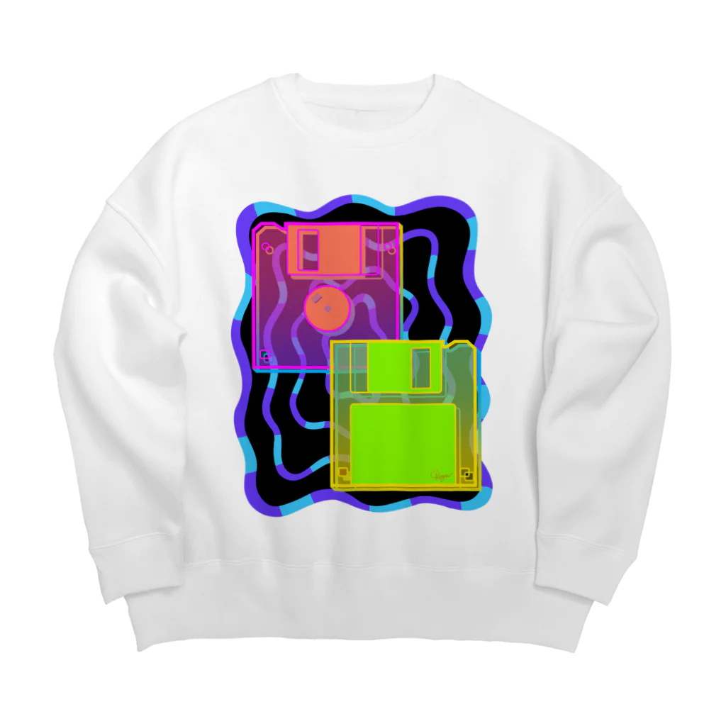 オカユのレトロポップなフロッピーディスク Big Crew Neck Sweatshirt