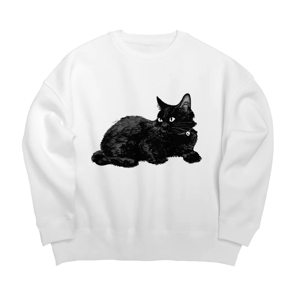 tomidoronの黒ネッコ Big Crew Neck Sweatshirt