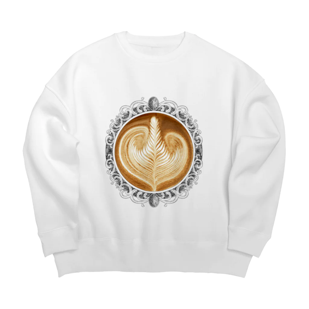 Prism coffee beanの【Lady's sweet coffee】ラテアート エレガンスリーフ Big Crew Neck Sweatshirt