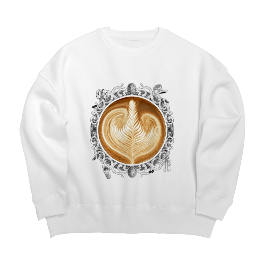 Prism coffee beanの【Lady's sweet coffee】ラテアート エレガンスリーフ / With accessories Big Crew Neck Sweatshirt