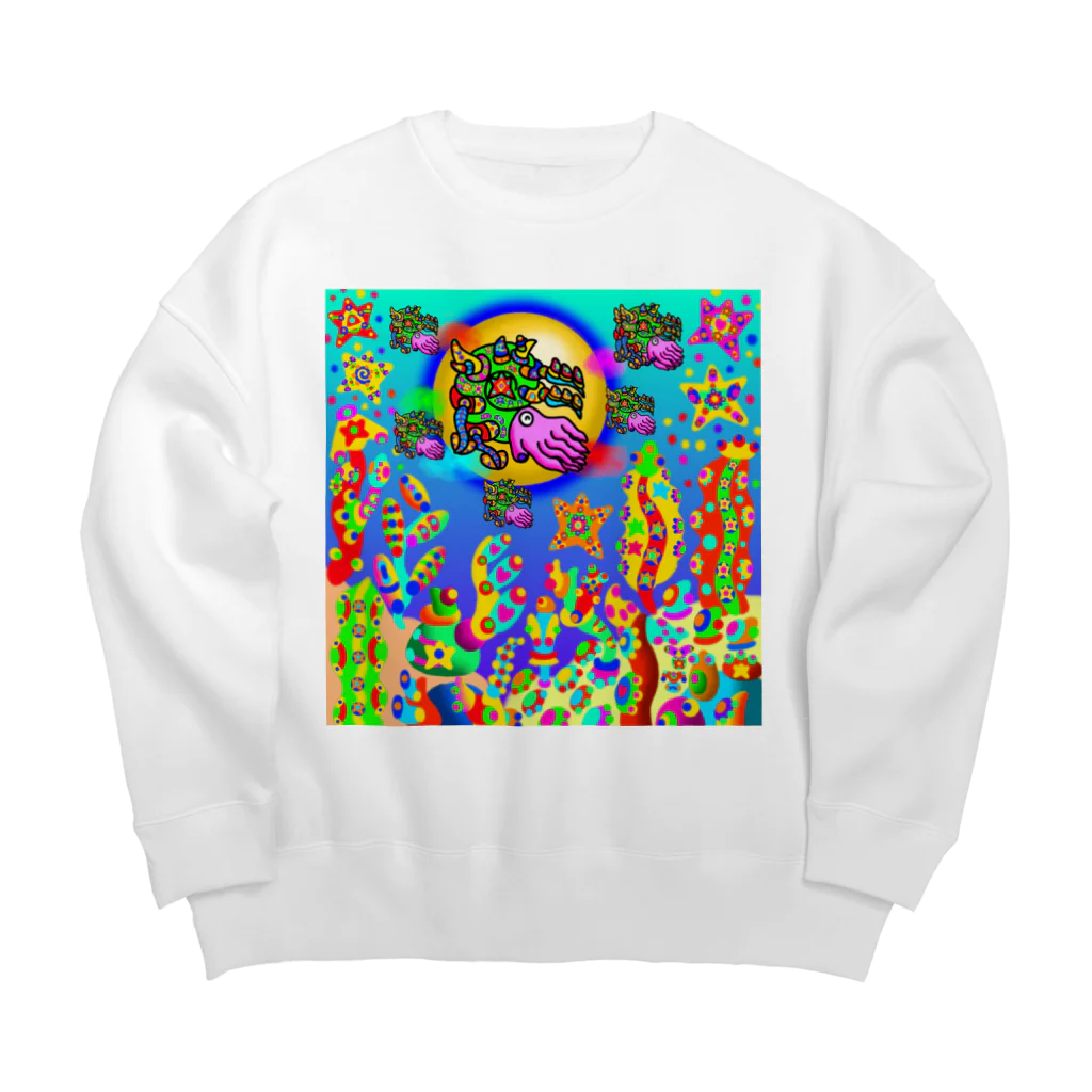 どりほぷのアンモナイト達のお散歩 Big Crew Neck Sweatshirt