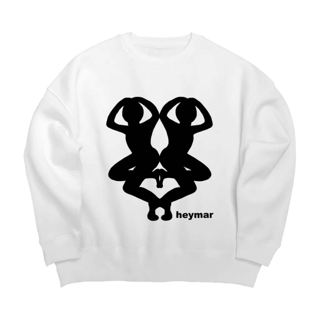 heymar のface 黒 Big Crew Neck Sweatshirt