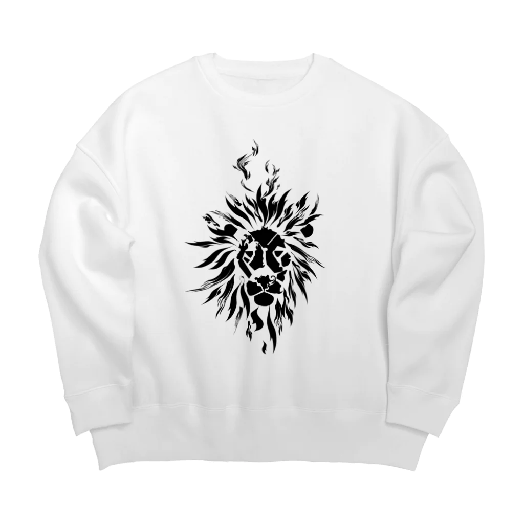 chicodeza by suzuriの燃えるライオン Big Crew Neck Sweatshirt