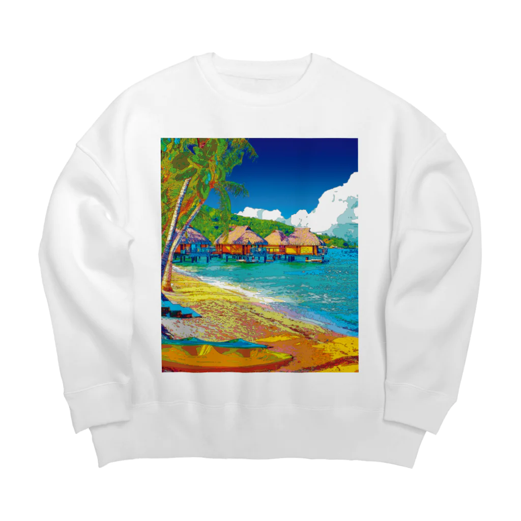 GALLERY misutawoのボラボラ島の水上バンガロー Big Crew Neck Sweatshirt