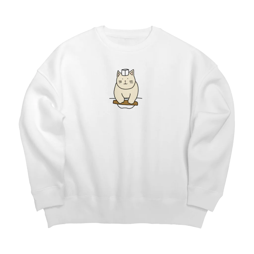 ＋Whimsyの蕎麦打ちねこ Big Crew Neck Sweatshirt