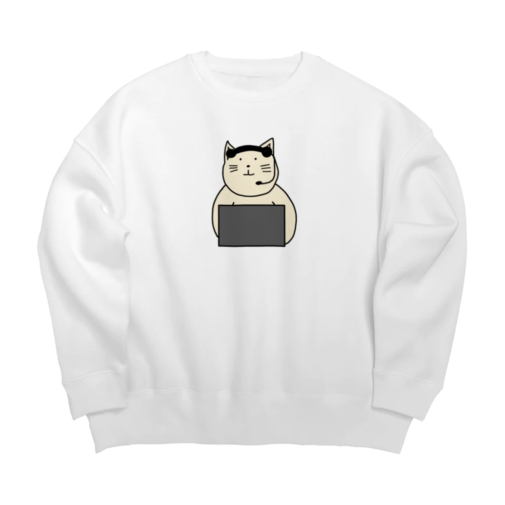 ＋Whimsyのコールセンターねこ Big Crew Neck Sweatshirt