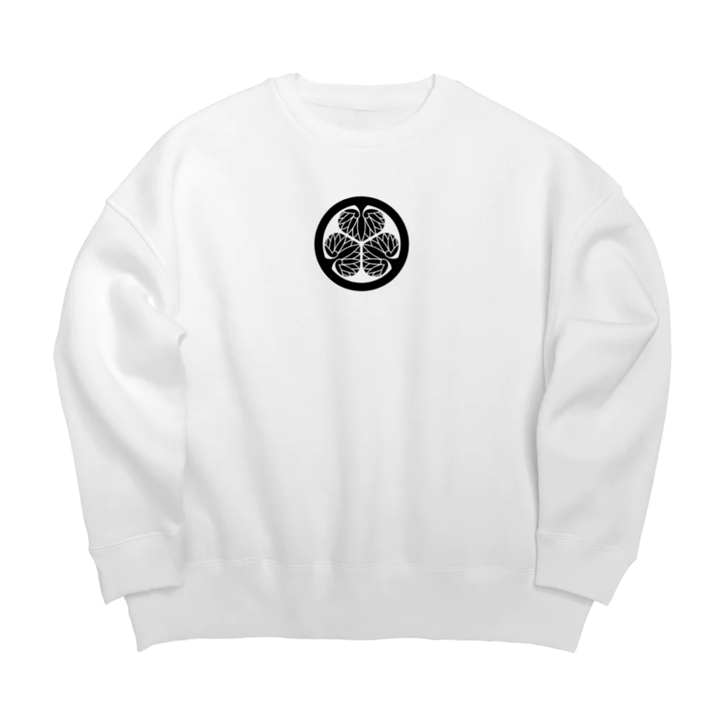 sengokuartの徳川家康 家紋 三つ葉左葵巴の紋 葵（黒） Big Crew Neck Sweatshirt