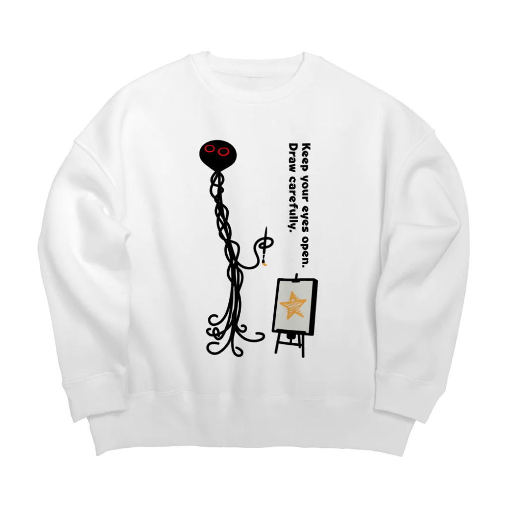 planetNITのよく見て丁寧に描け火星人 Big Crew Neck Sweatshirt