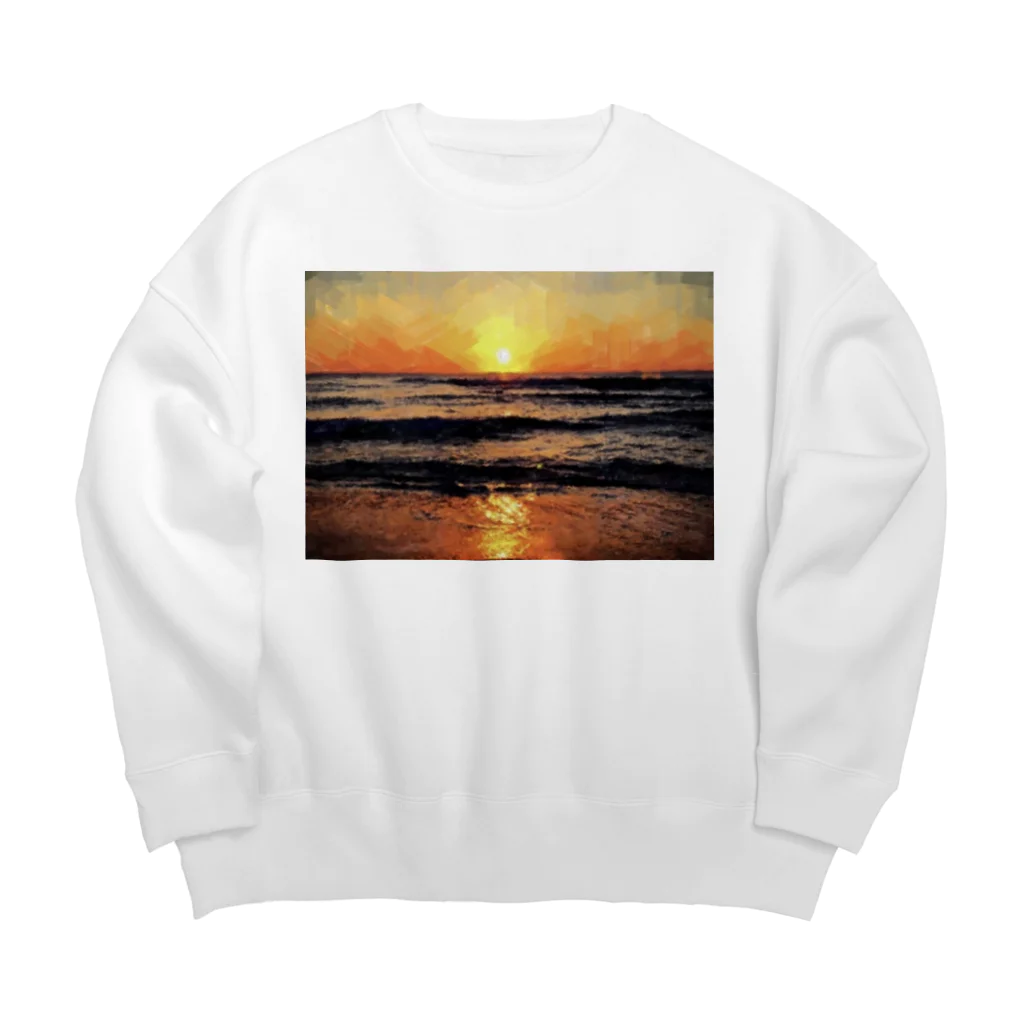 One natureのオレンジ夕日 Big Crew Neck Sweatshirt