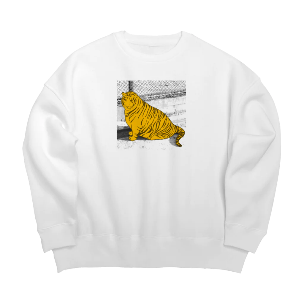 umbrella shopのデブトラちゃん モノクロ背景 Big Crew Neck Sweatshirt