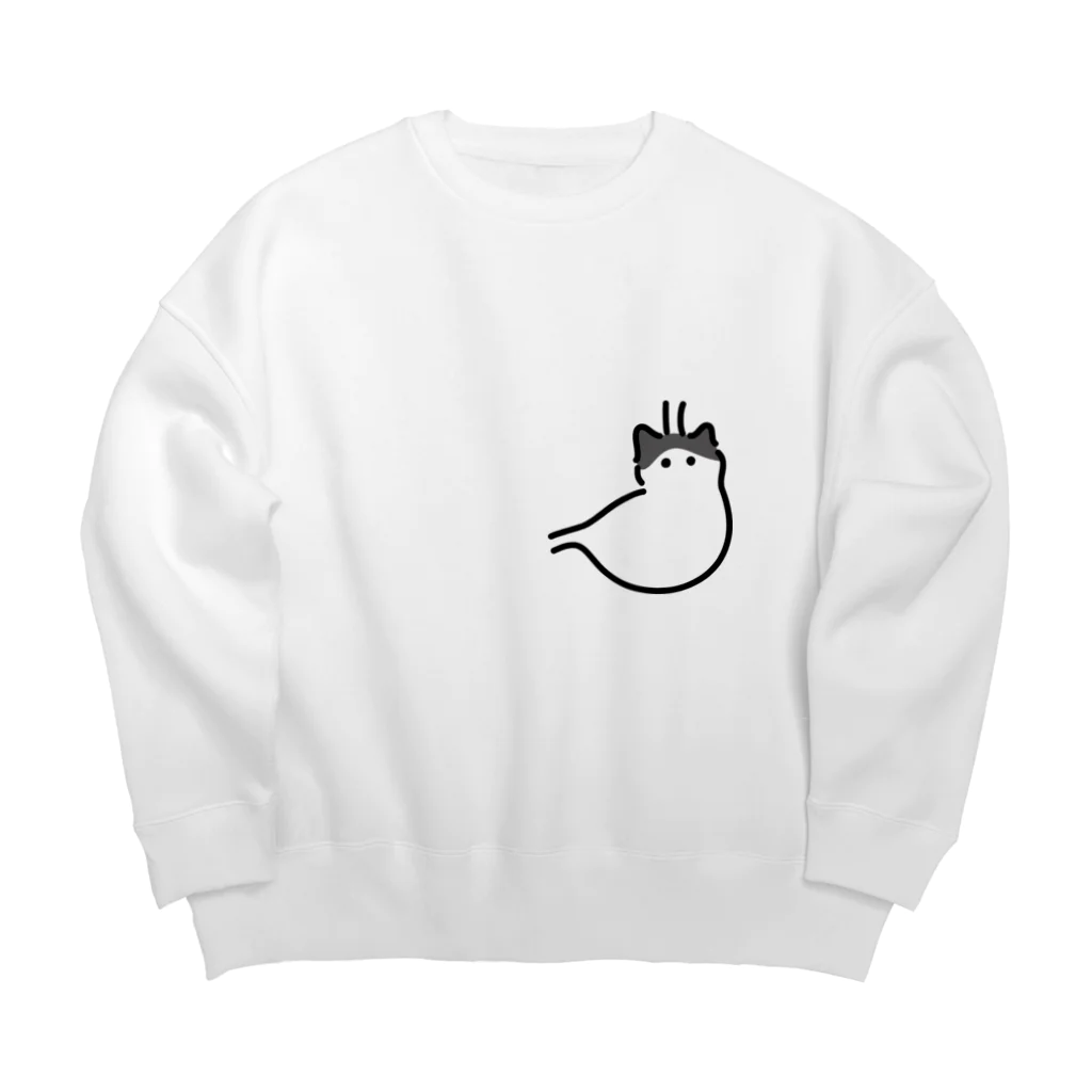 ねこやにわとりやの胃ハチワレ猫 Big Crew Neck Sweatshirt