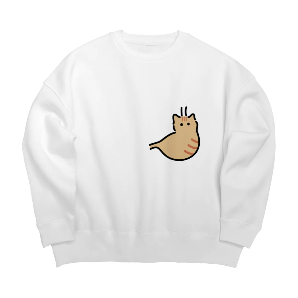 ねこやにわとりやの胃茶トラ猫 Big Crew Neck Sweatshirt