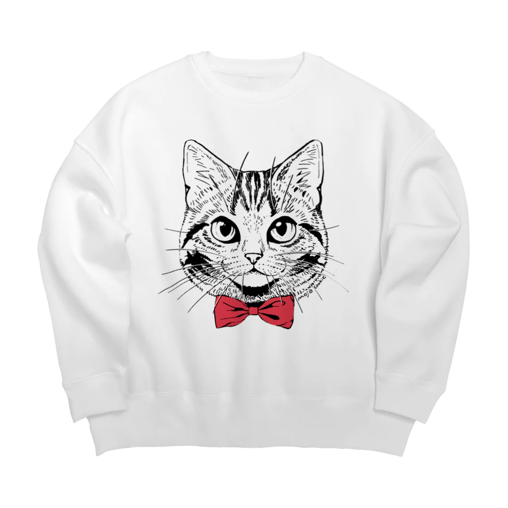 もじゃクッキーの赤蝶ネクタイの猫 Big Crew Neck Sweatshirt