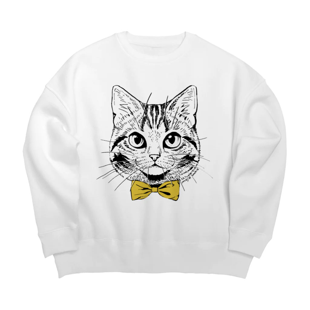 もじゃクッキーの黄色蝶ネクタイの猫 Big Crew Neck Sweatshirt