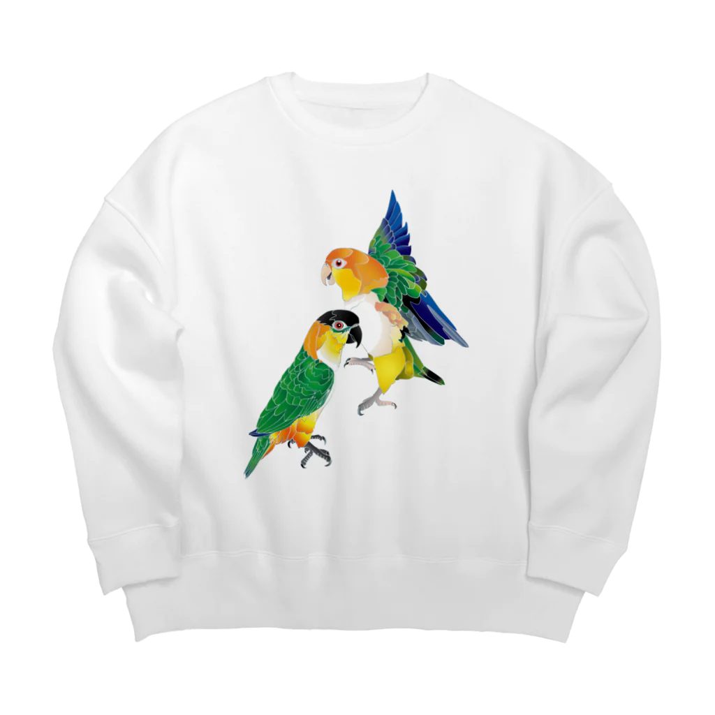 piyopiyobrandのシロハラインコたち Big Crew Neck Sweatshirt