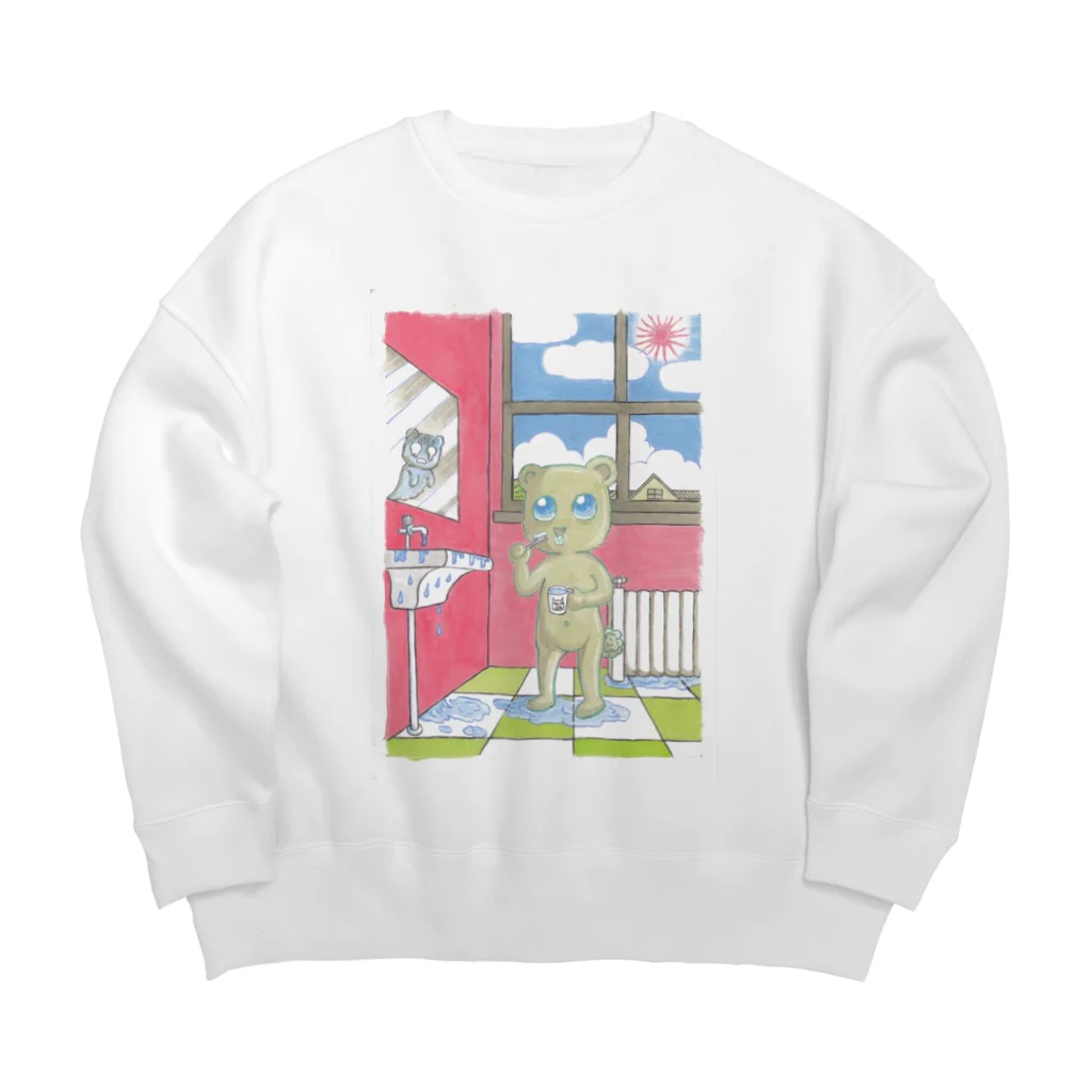 神田森莉ショップの歯磨きくまちゃん Big Crew Neck Sweatshirt