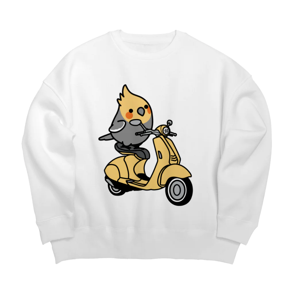 Cody the LovebirdのChubby Bird バイクに乗ったオカメインコ Big Crew Neck Sweatshirt