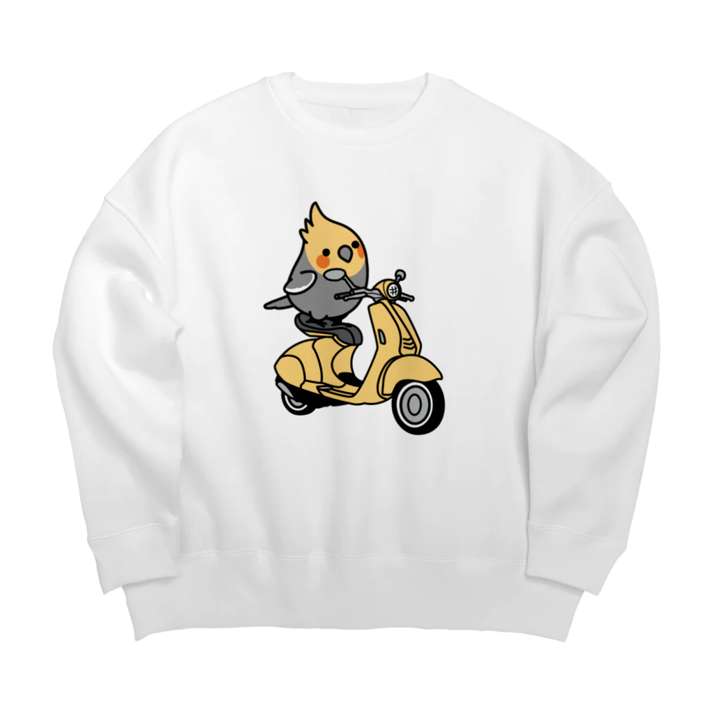 Cody the LovebirdのChubby Bird バイクに乗ったオカメインコ Big Crew Neck Sweatshirt