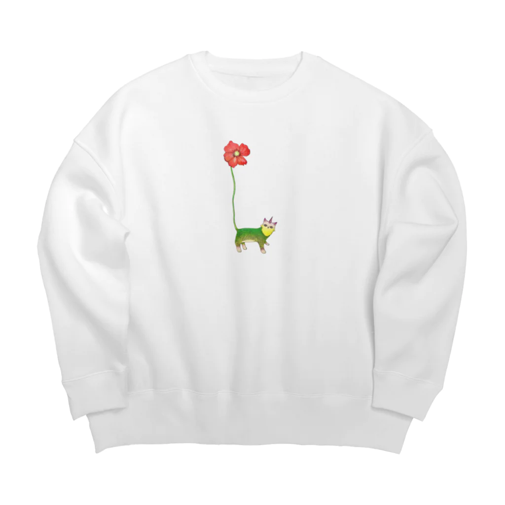 深呼吸のふぅのケシハナキャット Big Crew Neck Sweatshirt