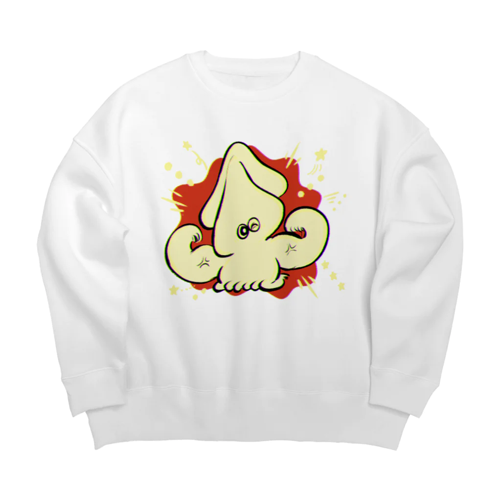 愉快レトロ雑貨屋★39太郎の正座のムキムキいかちゃん Big Crew Neck Sweatshirt