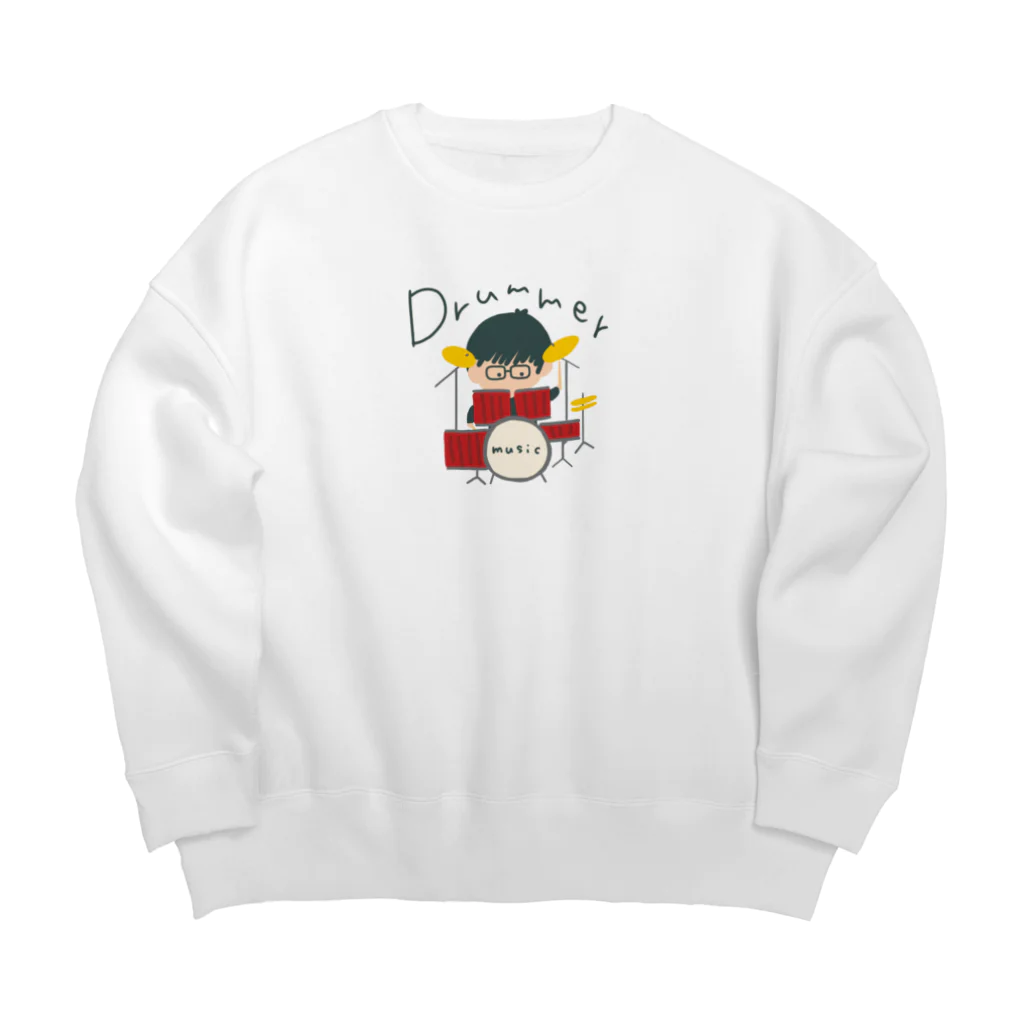 rurugirlのdrummerメガネ君 Big Crew Neck Sweatshirt