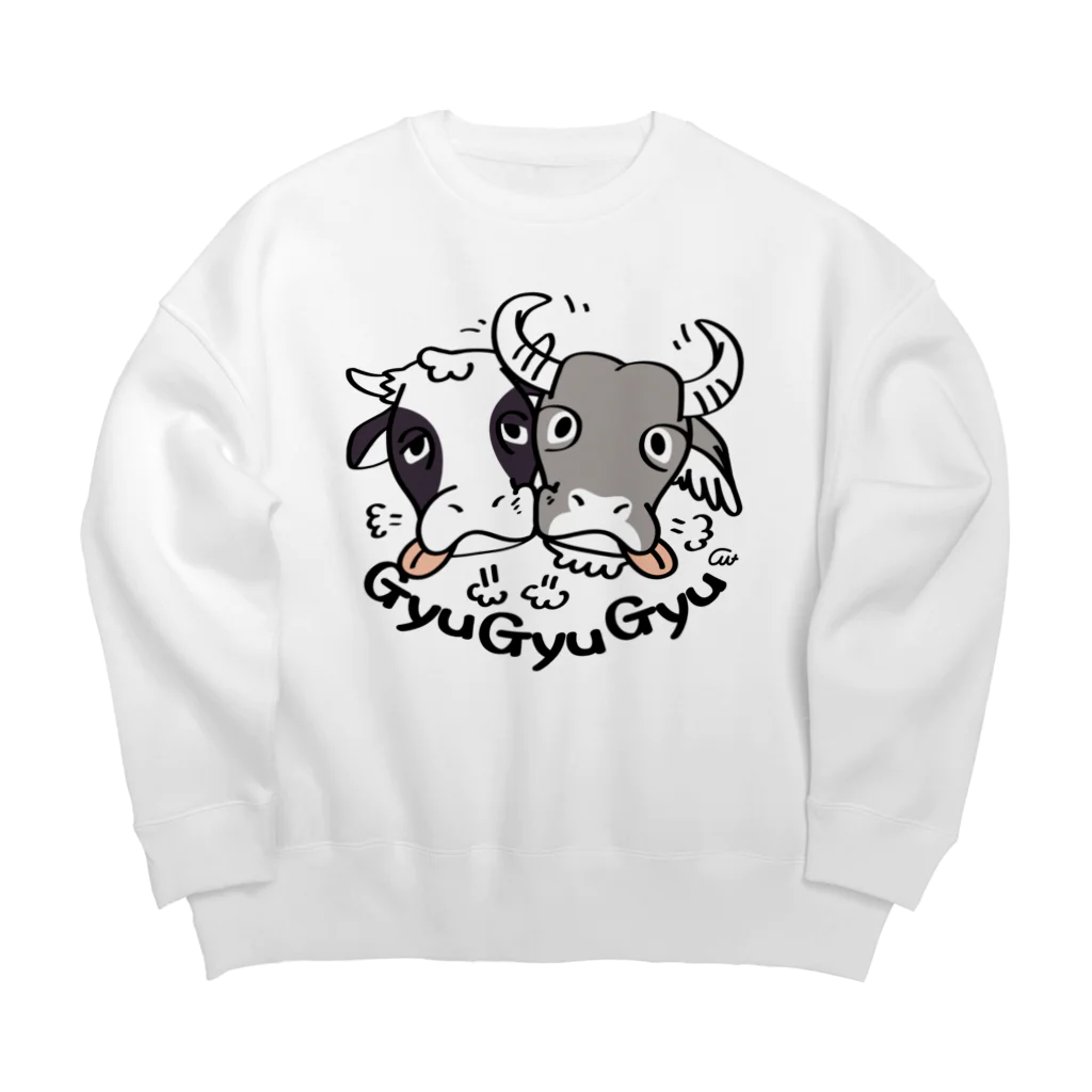 イラスト MONYAAT の牛のギュウギュウB Big Crew Neck Sweatshirt